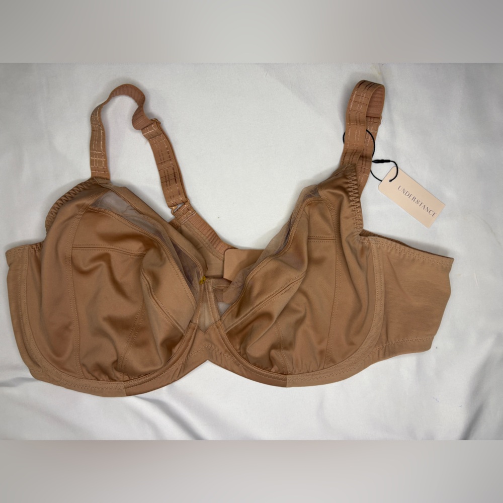 Understance Quinn Flexwire Tan Underwire Bra w/mesh detail Size 44D NWT Feminine